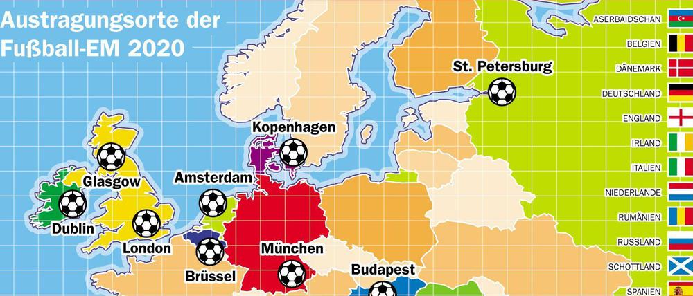 Eine internationale EM 2020 in insgesamt 13 Städten in 13 Ländern.