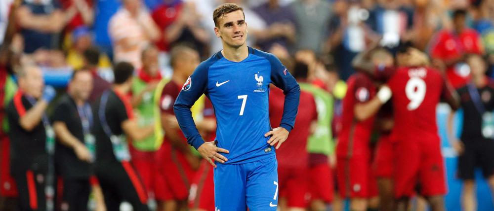 Antoine Griezmann mit Tränen in den Augen am Ende des Finalspiels der EM 2016 gegen Portugal.