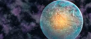 Verhüllt. Die Computergrafik zeigt einen Stern – umschlossen von Kollektoren, mit denen Außerirdische ihren Energiebedarf decken.