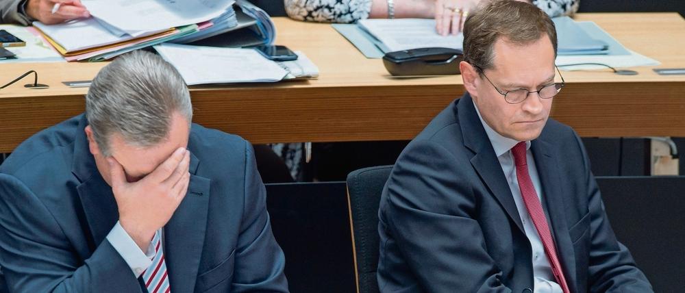 Deprimierende Zahlen. Berlins Innensenator Frank Henkel (CDU) und Berlins Regierender Bürgermeister Michael Müller (SPD). 