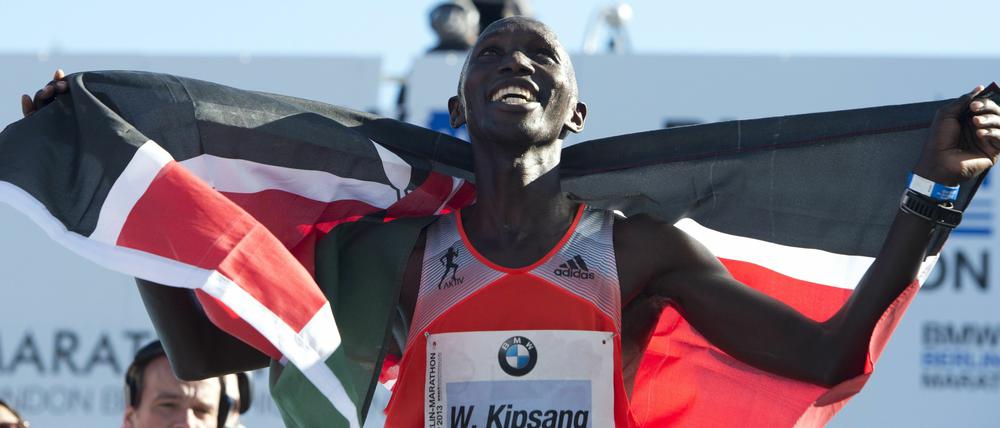 Großer Tag. Wilson Kipsang nach seinem Weltrekordlauf in Berlin im Jahr 2013. 