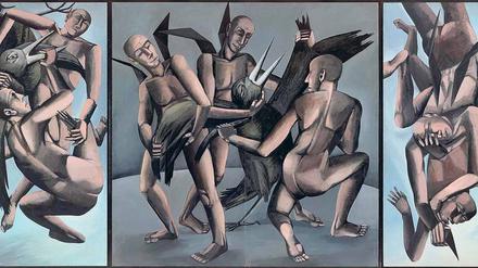 Tier gegen Mensch, Freiheit gegen Staatsräson. Hans-Hendrik Grimmlings Triptychon „Umerziehung der Vögel“ von 1977. 