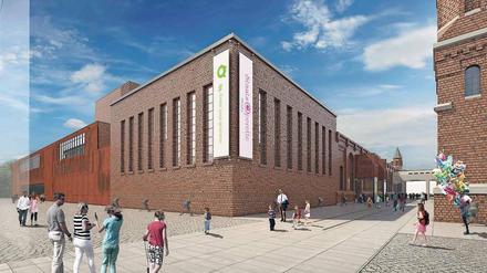 Neues Leben in alten Mauern. Über eine Theatergasse betritt das Publikum das Kreativquartier auf dem ehemaligen Werksgelände. 