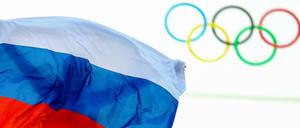 Die russische Fahne 2014 in Sotschi.