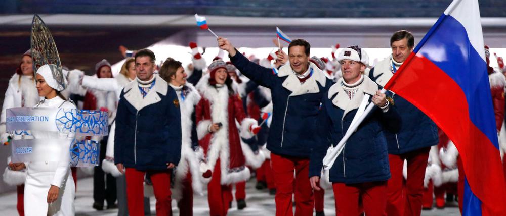 Der Einlauf der russischen Athleten 2014 in Sotschi. Der russische Sport steht mehr denn je am Pranger.