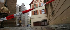 Eine Polizeiabsperrung in Ansbach 