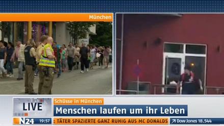 Das Internet-Video mit dem Schützen vor der McDonald's-Filiale wurde von N24 in Dauerschleife gesendet, teilweise als Splitscreen.