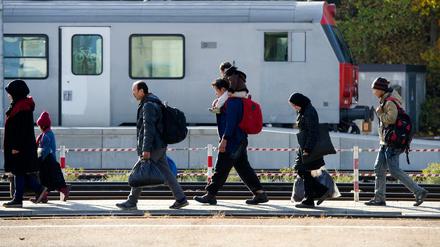 Flüchtlinge an der deutsch-österreichischen Grenze.