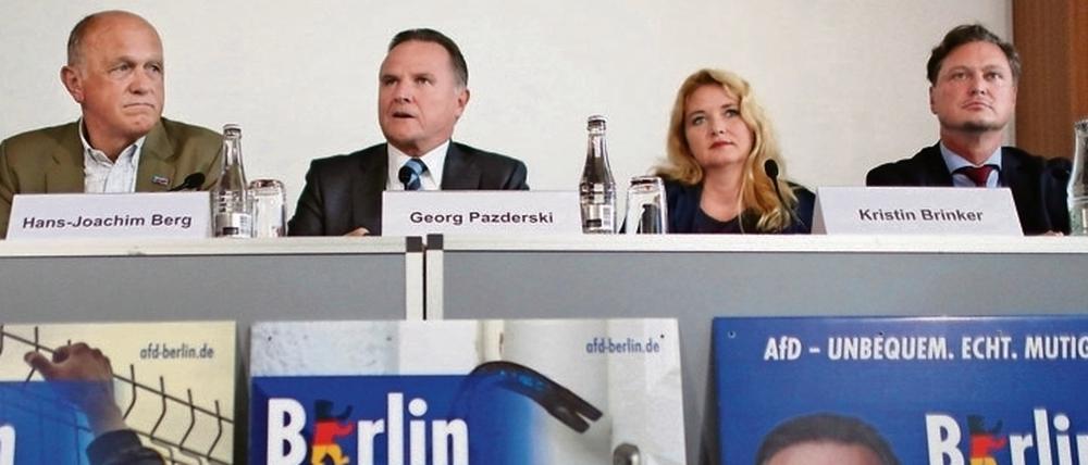 Blaue Werbung. Mit diesen Plakaten will die AfD auf sich aufmerksam machen.