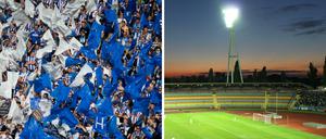 Europapooookaaaal! Herthas Fans freuen sich aufs Spiel im Jahnsportpark mit den markanten Flutlichtmasten.