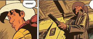 Als Fremder in Froggy Town. Eine Szene aus „Der Mann, der Lucky Luke erschoss“.