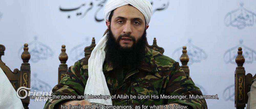 Dieses Video, das am Donnerstag veröffentlicht wurde, zeigt zum ersten Mal das Gesicht von Abu Mohamad al-Jolani, dem Chef der Al-Nusra-Front in Syrien.