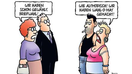 Kreuzweise. Die Karikatur stammt von Harm Bengen.