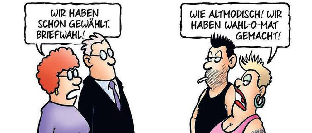 Kreuzweise. Die Karikatur stammt von Harm Bengen.
