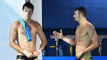 Medaille knapp verpasst: Die Synchronspringer Patrick Hausding (links) und Sascha Klein machten einen guten Wettkampf und wurden Vierte.