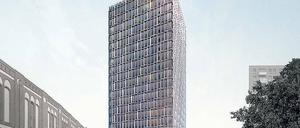 Abends mit Beleuchtung. Der Spreeturm Berlin soll auch nachts blendend aussehen. 