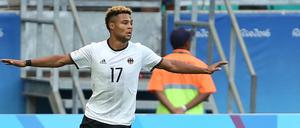 Doppeltorschütze: Serge Gnabry hält die Hoffnungen des Deutschen Olympia-Teams am Leben.