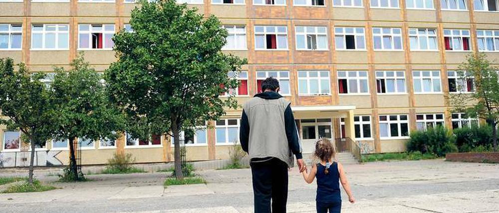Die Flüchtlingsunterkunft in Berlin-Hellersdorf.
