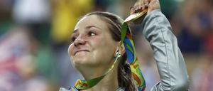 Die schnellste: Kristina Vogel gewinnt Gold in der Königsdisziplin der Bahnradfahrer.