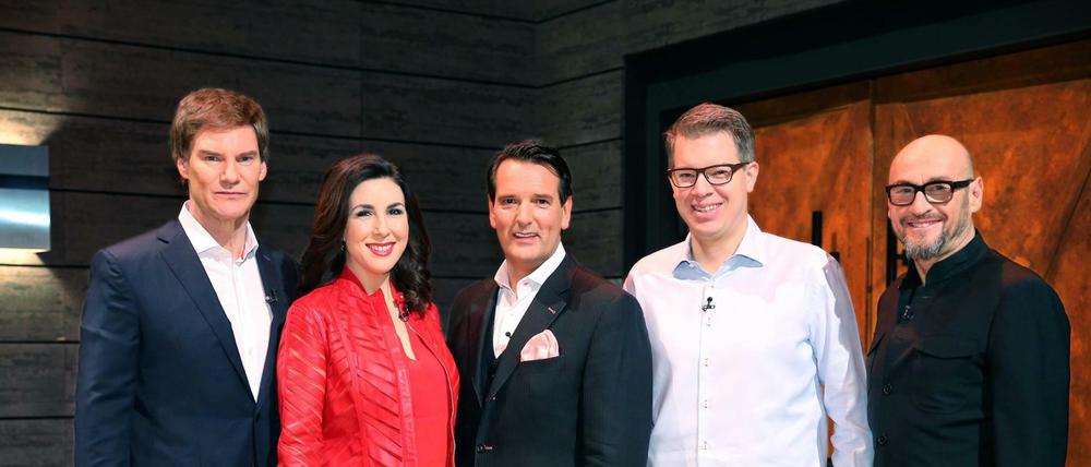 Die Investoren (v.l.): Carsten Maschmeyer, Judith Williams, Ralf Dümmel, Frank Thelen und Jochen Schweizer.