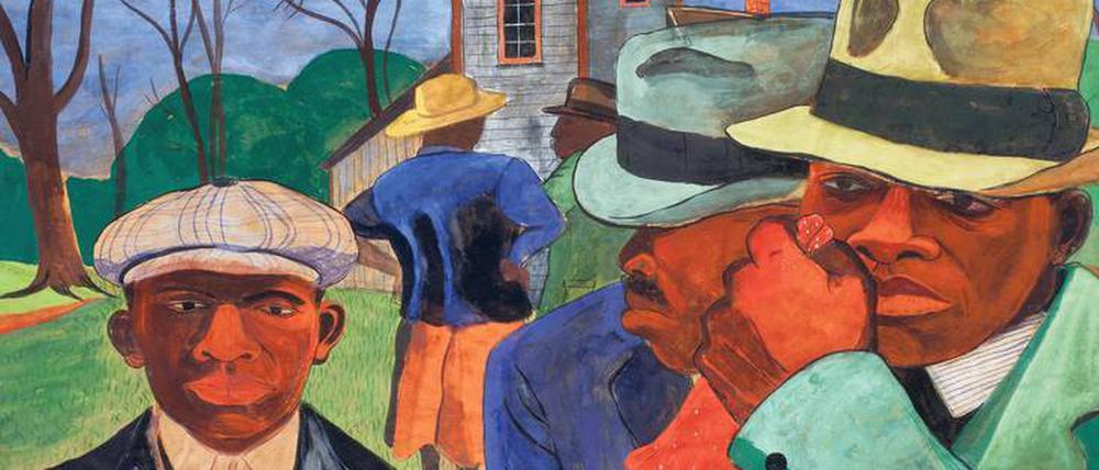 Schwarzbunt. Der Maler Romare Bearden, Jahrgang 1911 malte „After the church“ 1941.