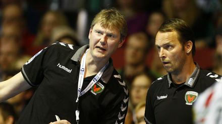 Alte Bekannte. Ex-Nationalspieler Volker Zerbe und Bundestrainer Dagur Sigurdsson im Vereinsdress der Füchse Berlin.
