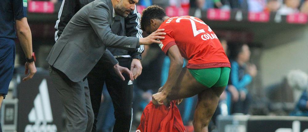 Künftig verboten: Kingsley Coman von Bayern München muss statt einer grünen künftig eine rote Unterhose tragen, passend zur Spielhose.