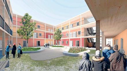 Die Wohnanlage „Übergangswohneinrichtung“ der Bremer Architekten Feldschnieders + Kister.