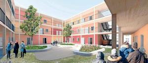 Die Wohnanlage „Übergangswohneinrichtung“ der Bremer Architekten Feldschnieders + Kister.