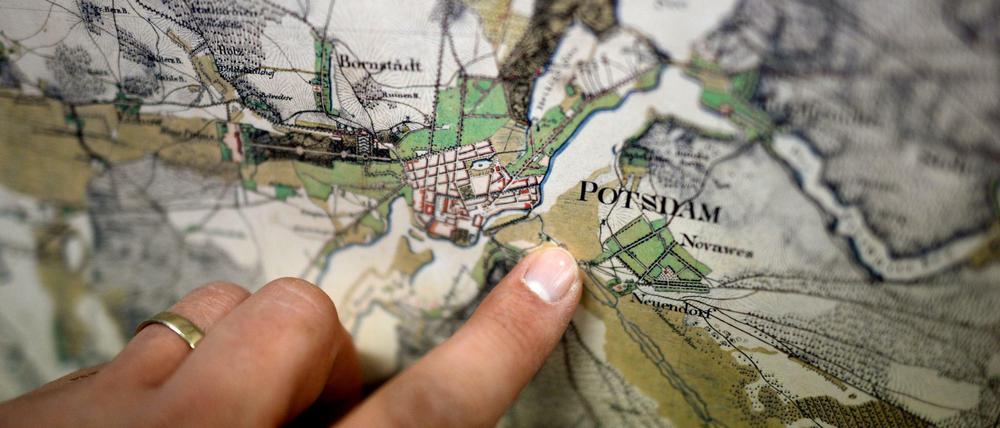 Eine historische Landkarte des berlinnahen Raumes vor etwa 200 Jahren. 