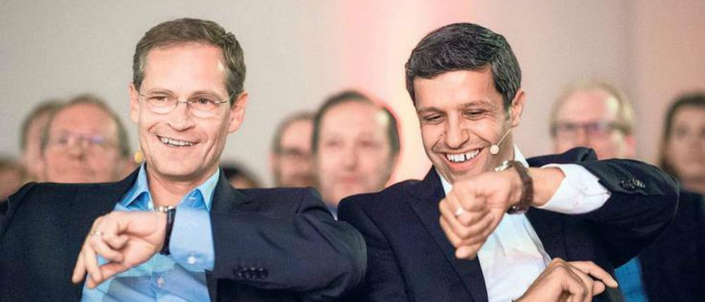 Im gleichen Takt. Der Regierende Bürgermeister Michael Müller weiß, dass er aufpassen muss – auch wenn er und Saleh oft ihr gutes Verhältnis betonen.