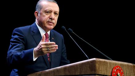 Recep Tayyip Erdogan am Mittwoch bei einer Ansprache im Präsidentenpalast in Ankara.