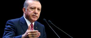 Recep Tayyip Erdogan am Mittwoch bei einer Ansprache im Präsidentenpalast in Ankara.