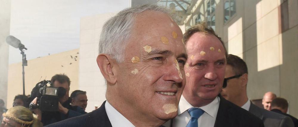 Der australische Premier Malcolm Turnbull bei einer traditionelle Zeremonie mit Gesichtsbemalung in Canberra. 