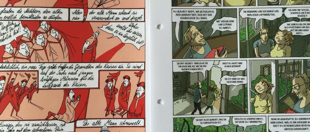 Gewaltige Fallhöhe: Zwei Seiten aus der Comicbuchpreis-Einreichung „Das Licht, das Schatten leert“.