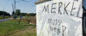 Ein Schriftzug auf der Insel Rügen (Mecklenburg-Vorpommern). Rügen gehört zum Bundestagswahlkreis von Angela Merkel.