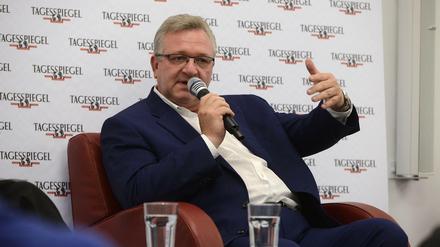 CDU-Spitzenkandidat Frank Henkel beim Leserforum des Tagesspiegels vor der Abgeordnetenhauswahl 2016.