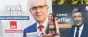 Plakate der Spitzenkandidaten zur Landtagwahl in Mecklenburg-Vorpommern 