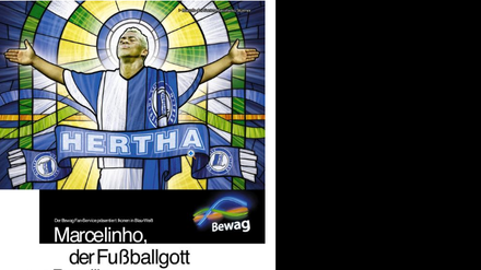 "Fußballgott": So warb selbst die biedere Bewag einst mit dem Fußballer. Ein Zeitdokument.