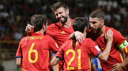 Acht Mal Grund zur Freude hatten die Spanier gegen Liechtenstein.