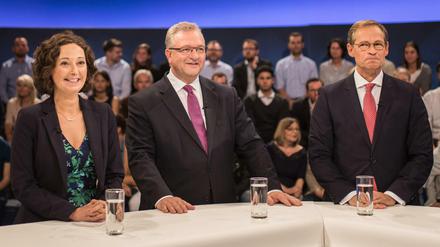 Die Spitzenkandidaten in Berlin: Ramona Pop (l-r, Grüne), Frank Henkel (CDU) und Michael Müller (SPD)