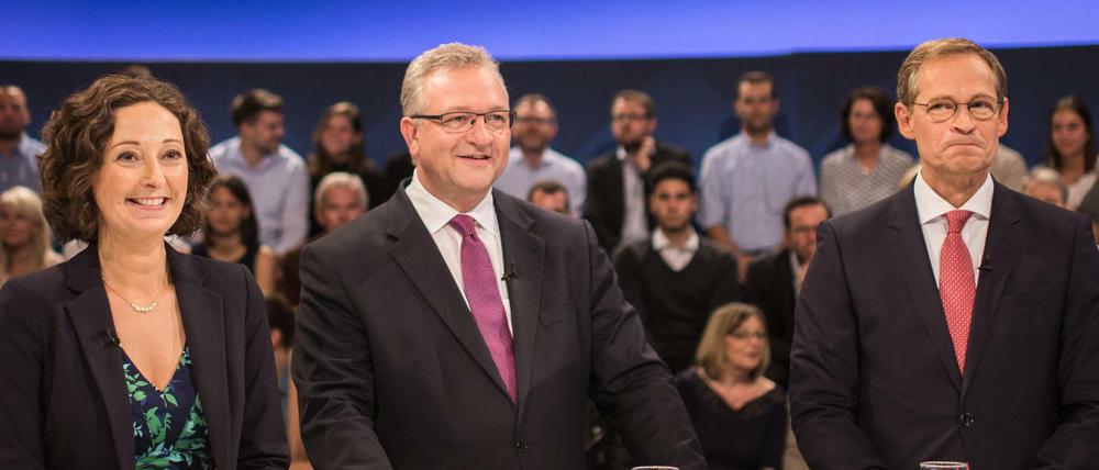 Die Spitzenkandidaten in Berlin: Ramona Pop (l-r, Grüne), Frank Henkel (CDU) und Michael Müller (SPD)