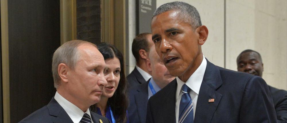 Am Rande des Gipfels im chinesischen Hangzhou: Russlands Präsident Wladimir Putin und US-Präsident Barack Obama im Gespräch.