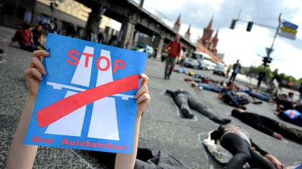 Protest gegen den Ausbau der A 100. Auch die Grünen sind strikt dagegen.