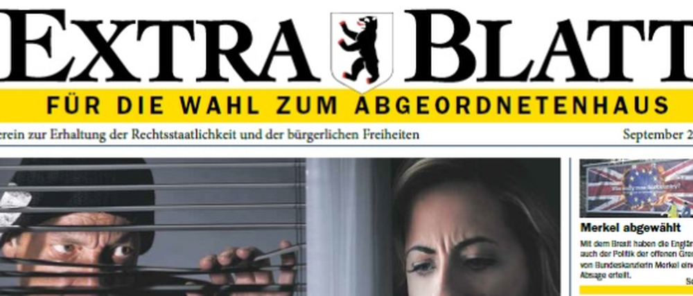 Das in Berlin zur Wahl verteilte "Extrablatt" mit Werbung für die AfD
