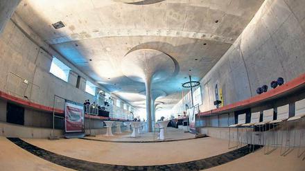 Pilzkonzept. Der neue U-Bahnhof ist schon im Rohbau sehr schick.