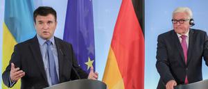 Der ukrainische Außenminister Pawlo Klimkin mit Bundesaußenminister Frank-Walter Steinmeier (SPD) in Berlin. 