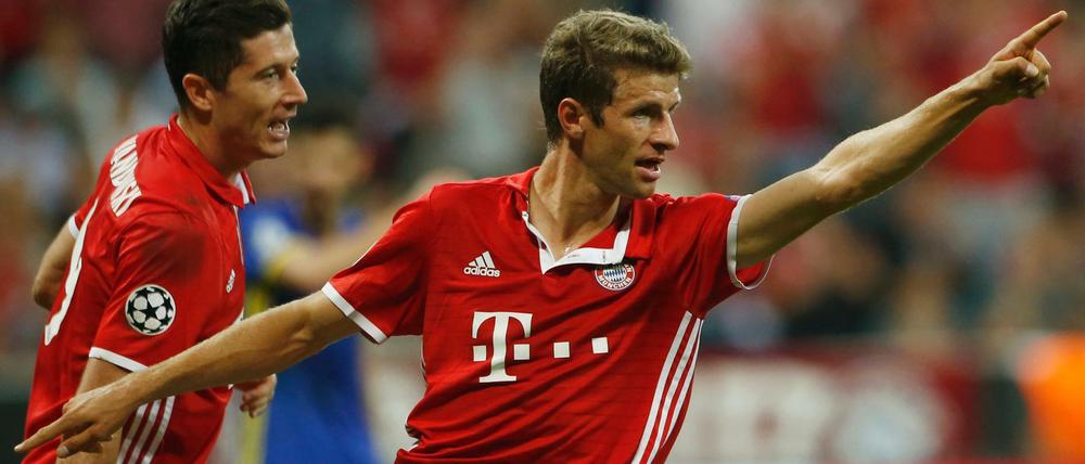 Münchens Thomas Müller steuerte das Tor zum 2:0 bei.