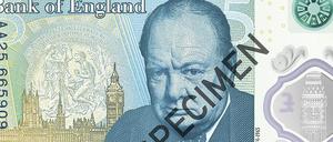 Die neue Fünf-Pfund-Note zeigt den ehemaligen britischen Premier Winston Chrurchill.