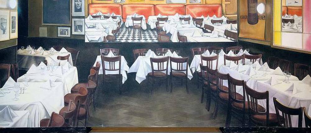 Das Paris-Bar-Gemälde diente erst als Kulisse für das Theaterstück „Kippenberger! – Exzess des Moments“, jetzt zeigt Jankowski es in der Ausstellung. 